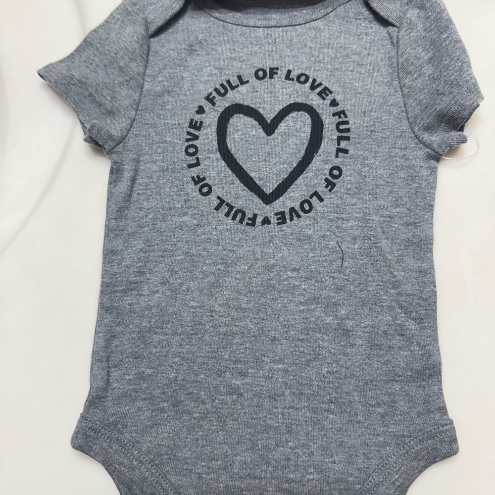 Gray 'Full of Love' Heart Baby One-Piece